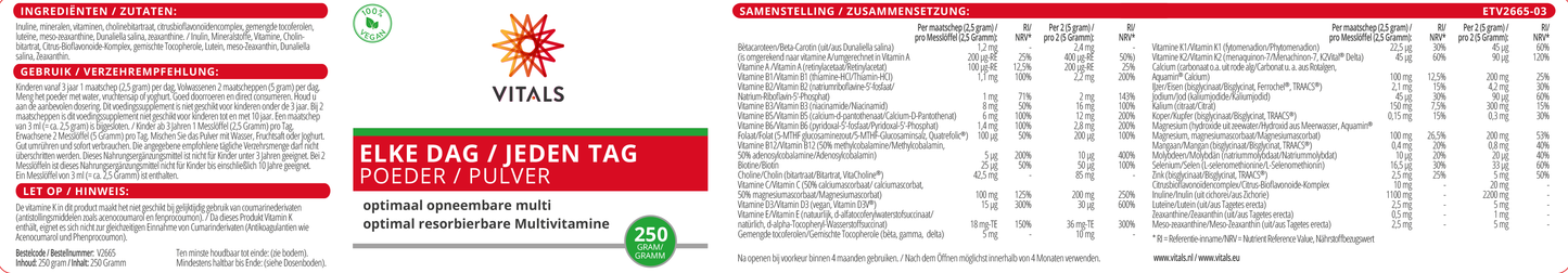 VITALS ELKE DAG POEDER 250 GRAM