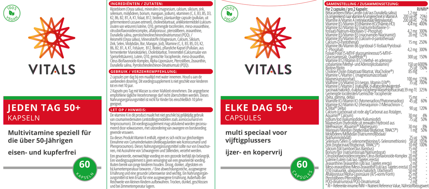 VITALS ELKE DAG 50+ CAPSULES 60 CAPSULES