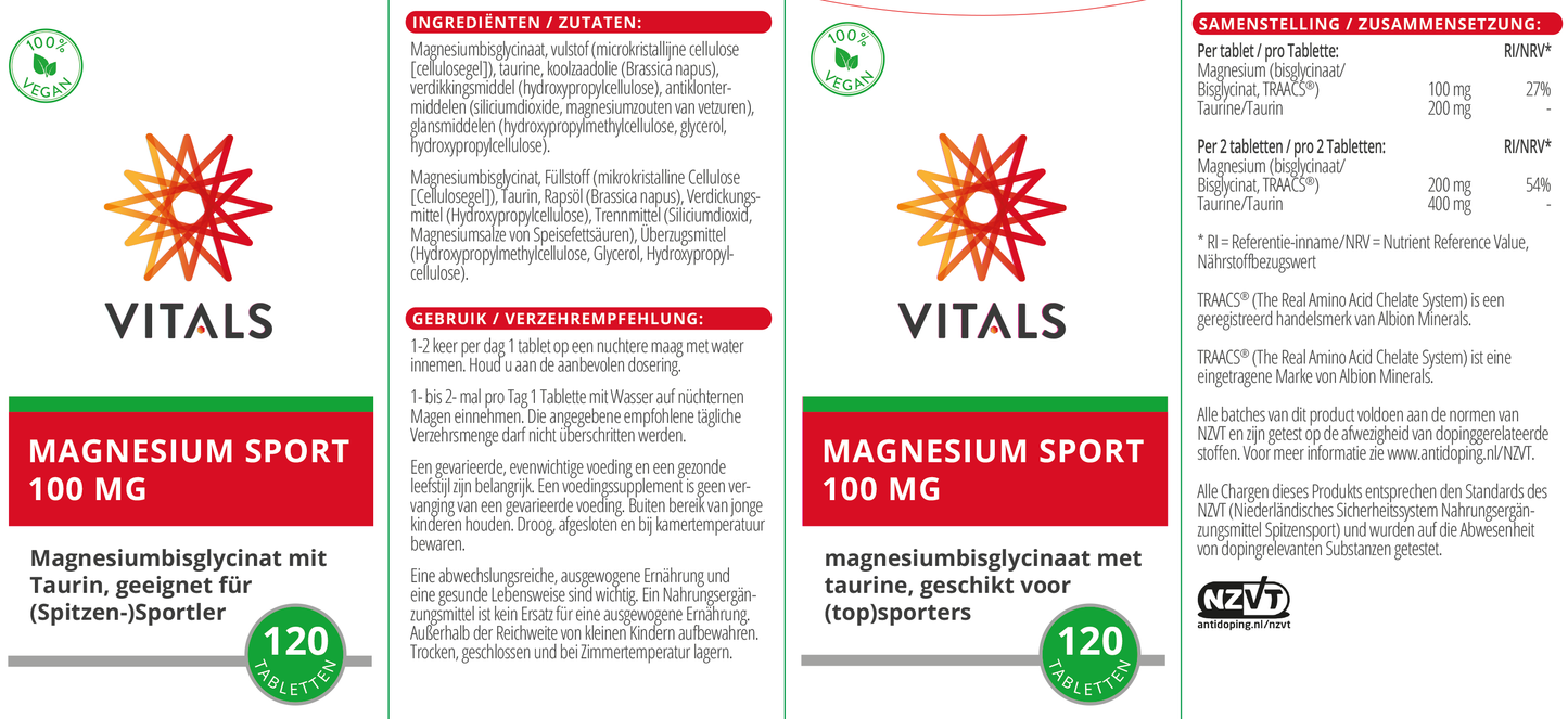 VITALS MAGNESIUM SPORT 100 MG 120 TABLETTEN