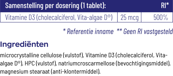 Vitakruid Vitamine D3 Vegan 25 mcg / 1000 IE 120 tabletten
