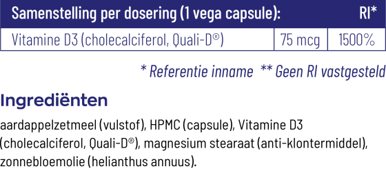 Vitakruid Vitamin D3 75 mcg / 3000 IE 60 vegetarische Kapseln