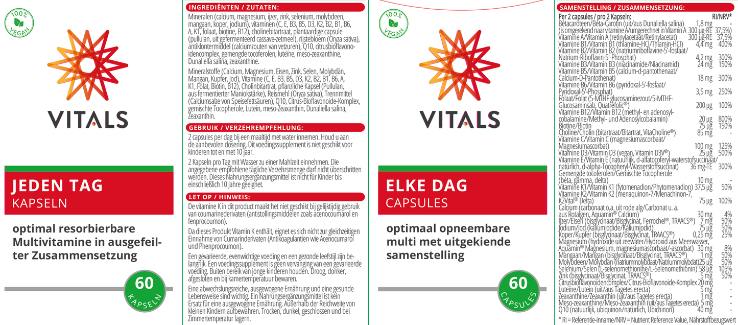 VITALS ELKE DAG CAPSULES 60 CAPSULES