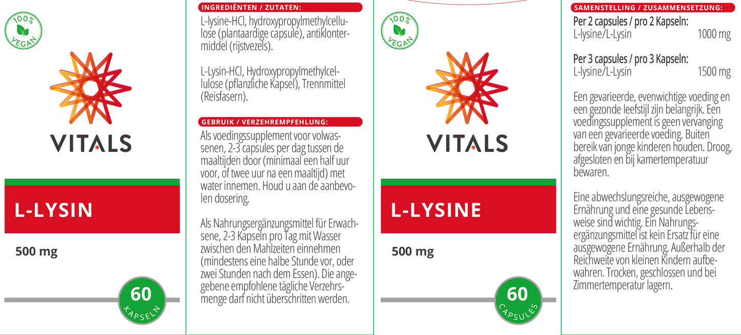 VITALS L-LYSINE 60 CAPSULES