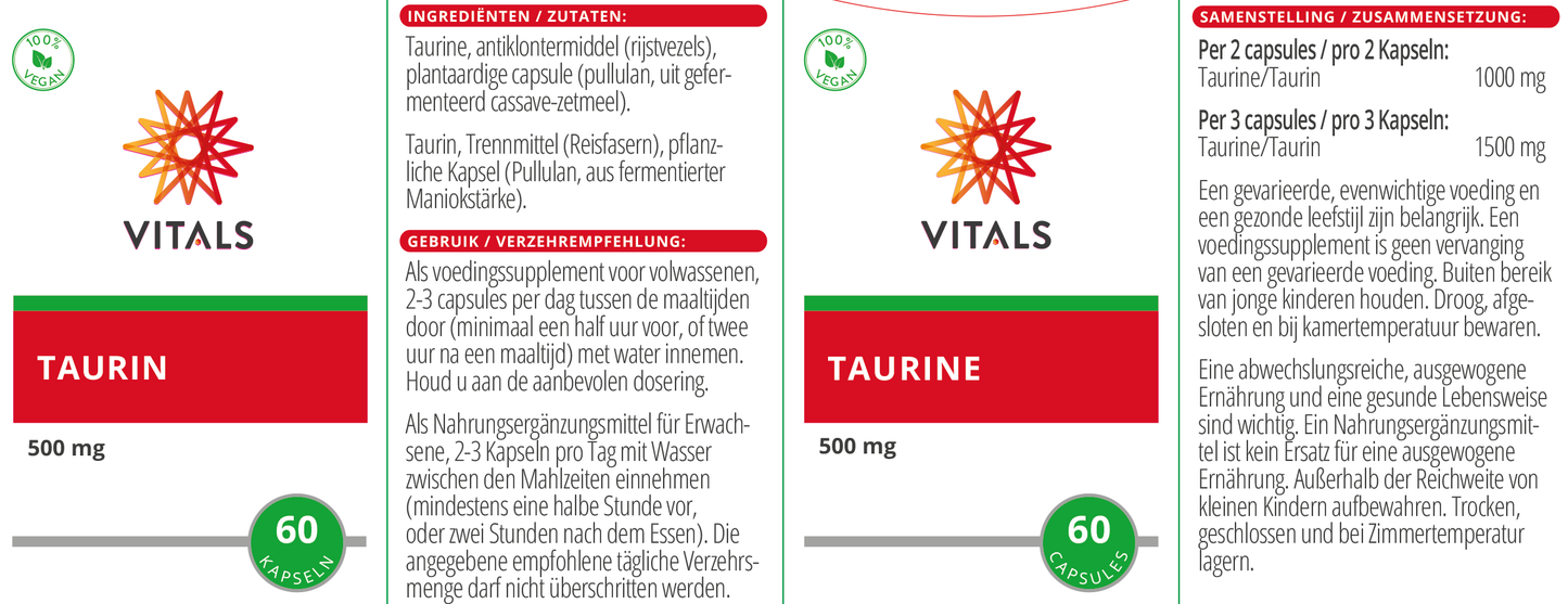VITALS TAURINE 60 CAPSULES