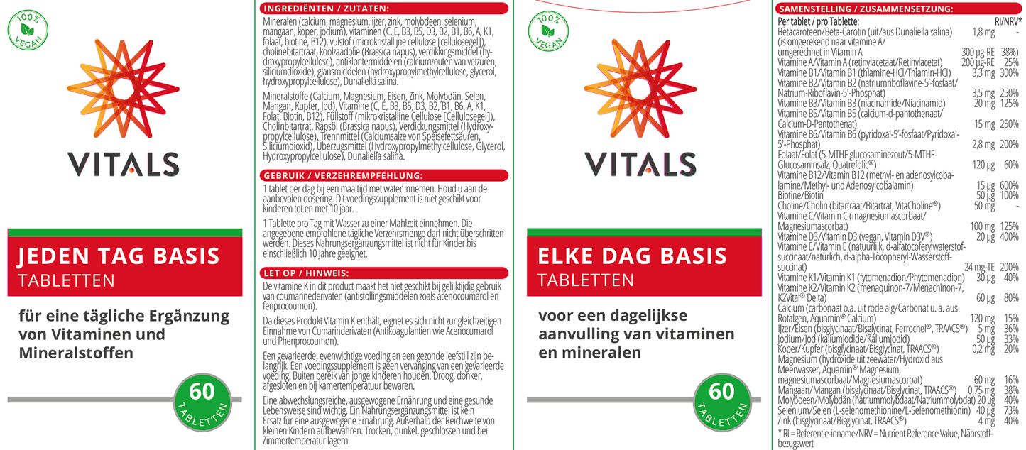 VITALS ELKE DAG BASIS 60 TABLETTEN
