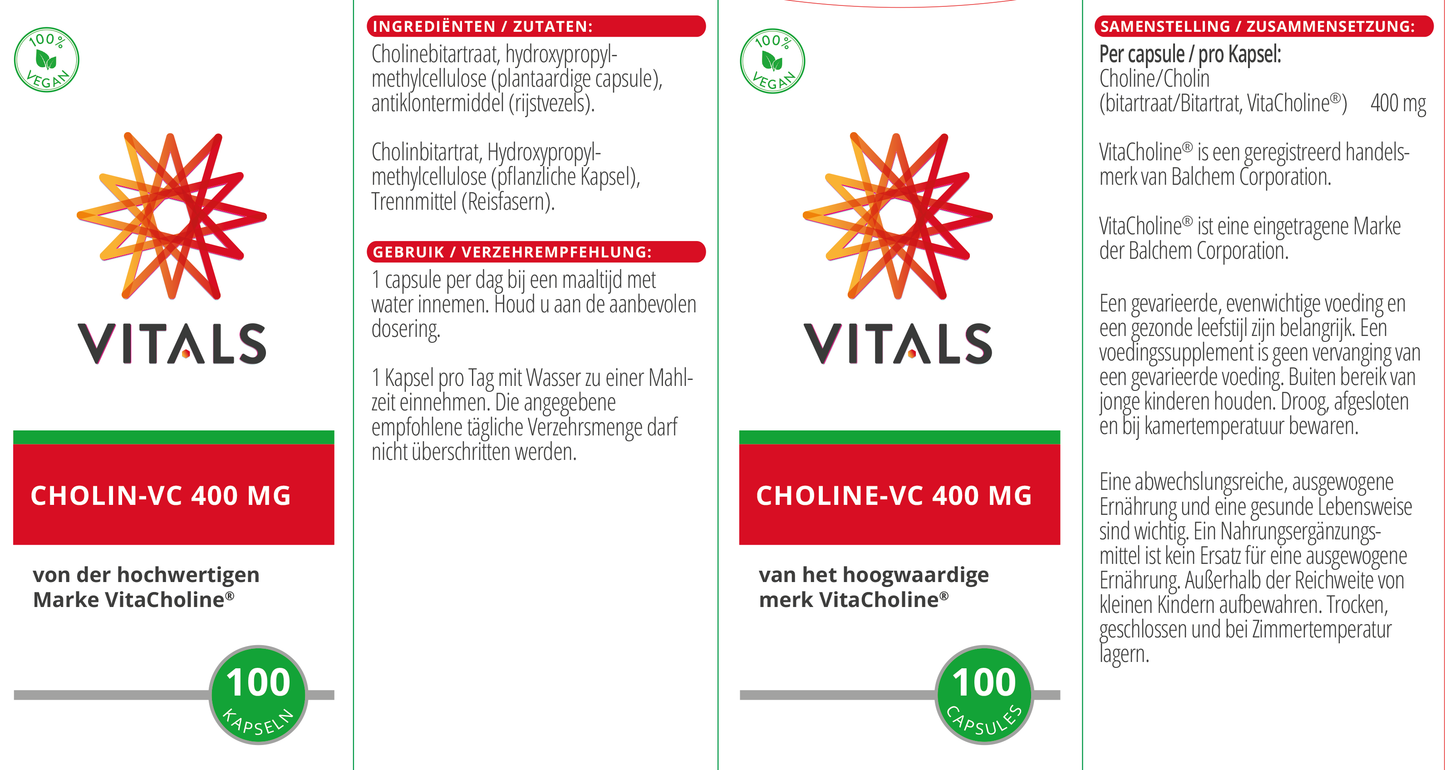 VITALS CHOLINE-VC 400 MG 100 CAPSULES
