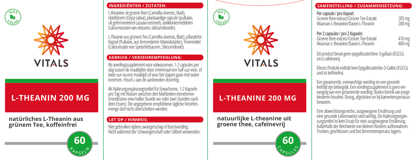 VITALS L-THEANINE 200 MG 60 CAPSULES